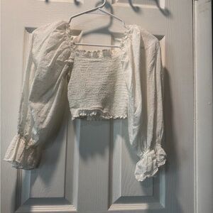 Petal & Pup Cream Textured Puff Sleeve Blouse